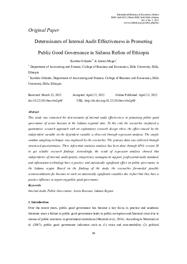 (PDF) Determinants of Internal Audit Effectiveness in Promoting Public ...