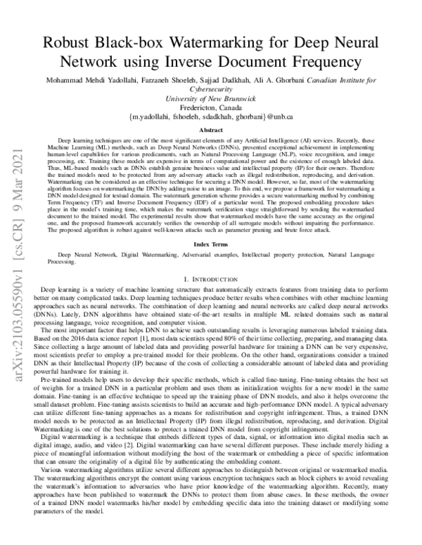 (PDF) Robust Black-box Watermarking for Deep Neural Network using ...