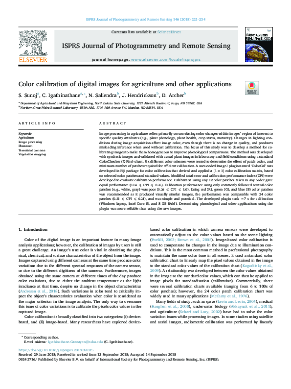 (PDF) Color calibration of digital images for agriculture and other ...