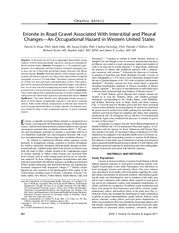 (PDF) Erionite in Road Gravel Associated With Interstitial and Pleural ...