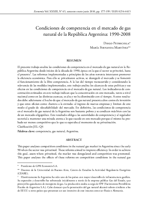 (PDF) Condiciones de competencia en el mercado de gas natural de la ...