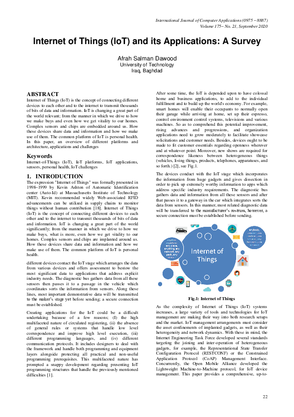 (PDF) Internet of Things (IoT) and its Applications: A Survey