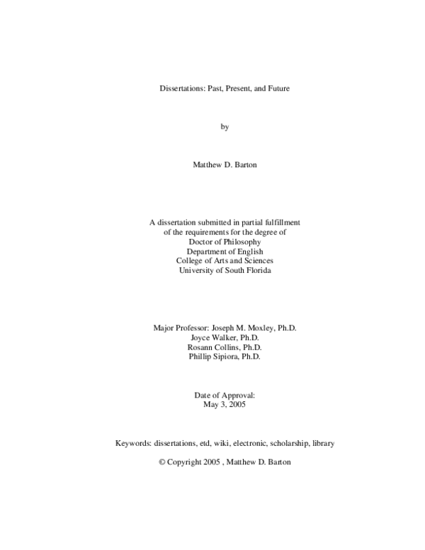 (PDF) Dissertations: Past, Present, and Future