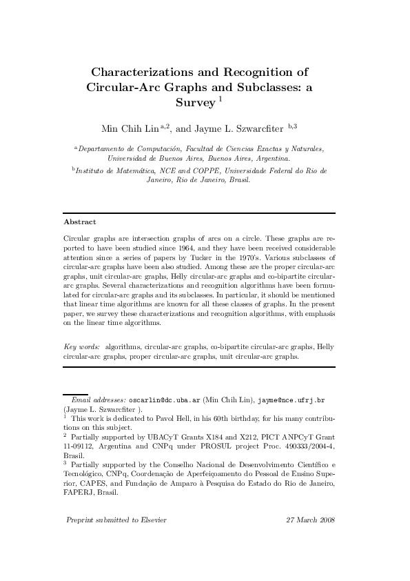 (PDF) Characterizations and recognition of circulararc graphs and