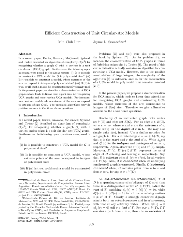 (PDF) Efficient construction of unit circulararc models Min Chih Lin