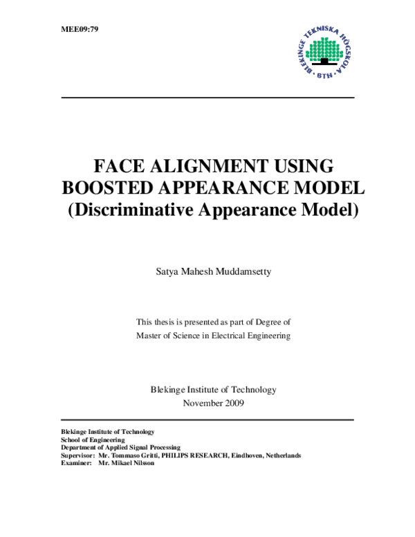 (PDF) Face Alignment using Boosted Appeareance Model (Discriminative ...