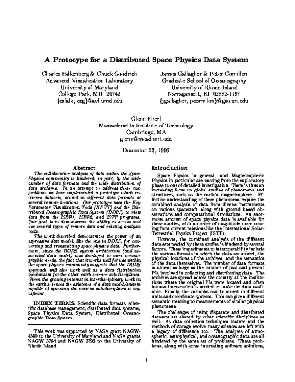 (PDF) A Prototype for a Distributed Space Physics Data System