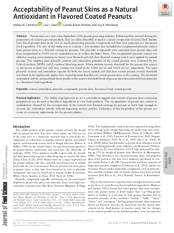 (PDF) Acceptability of Peanut Skins as a Natural Antioxidant in ...