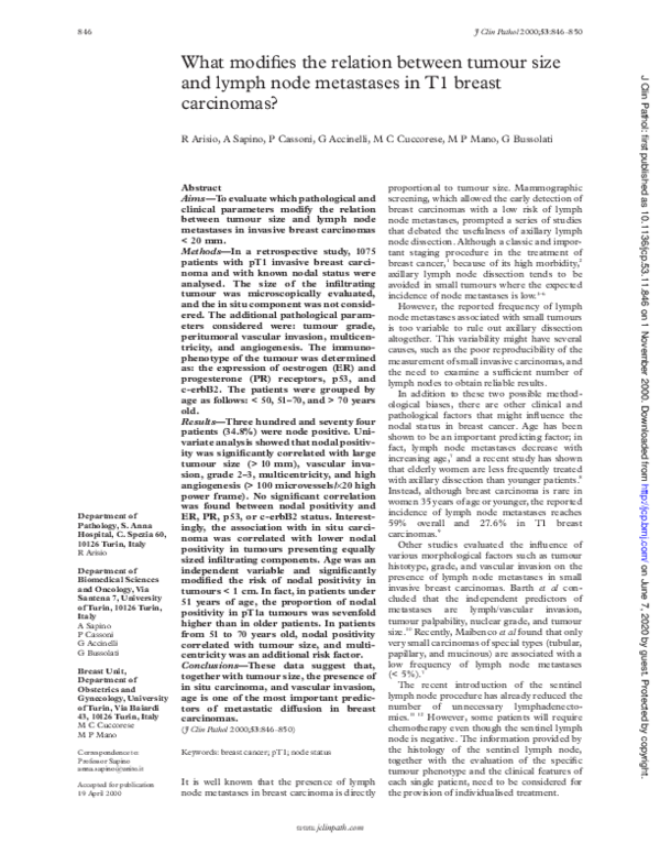 (PDF) What modifies the relation between tumour size and lymph node ...