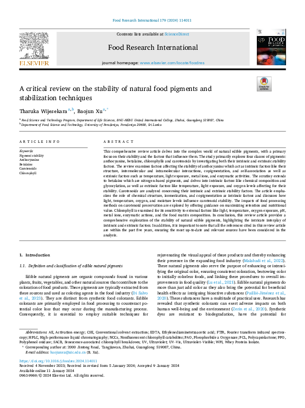 (PDF) A critical review on the stability of natural food pigments and ...