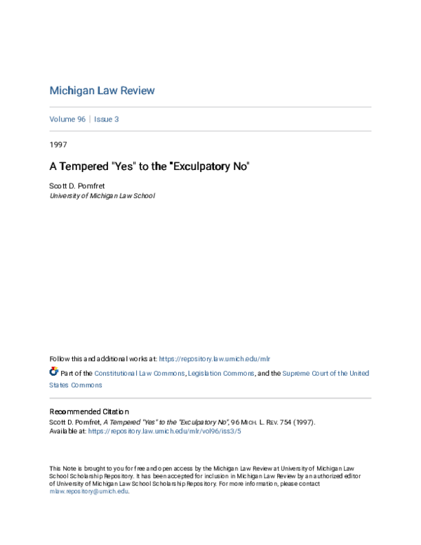(PDF) A Tempered 'Yes' to the 'Exculpatory No