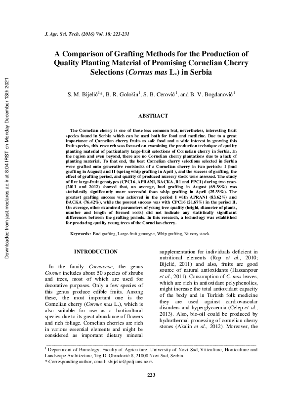 (PDF) A comparison of grafting methods for the production of quality ...