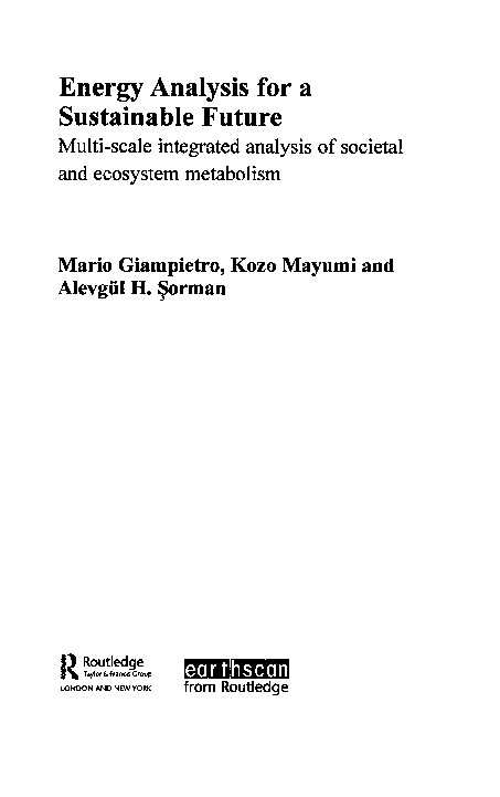 (PDF) Energy Analysis for a Sustainable Future
