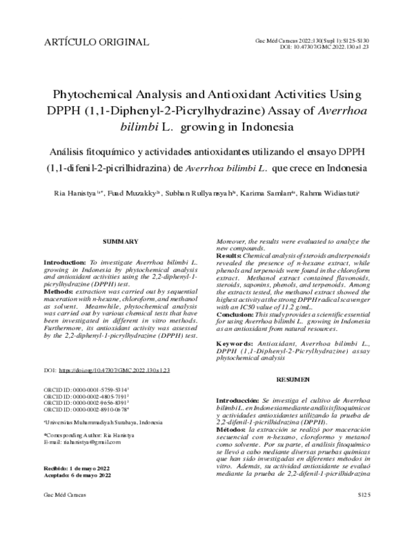 (PDF) Phytochemical analysis and antioxidant activities using DPPH (1,1 ...