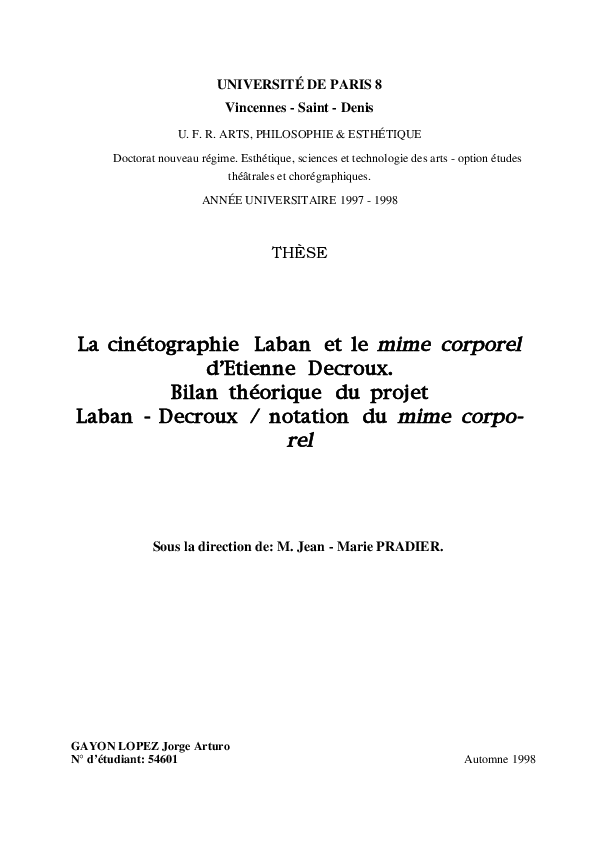(PDF) La cinétographie Laban et le mime corporel d'Étienne Decroux ...
