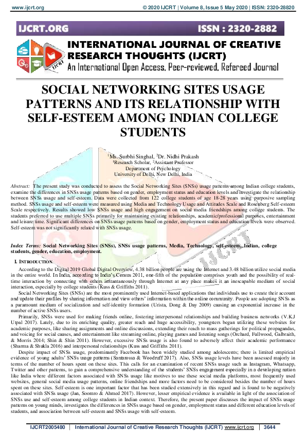 (PDF) Social Networking Sites Usage Patterns and Its Relationship with ...