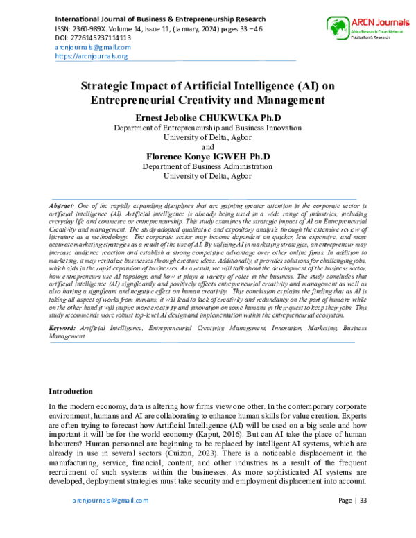 (PDF) Strategic Impact of Artificial Intelligence (AI) on ...
