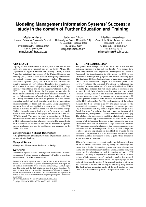 (PDF) Modelling Business Management Information Systems’ Success: a ...