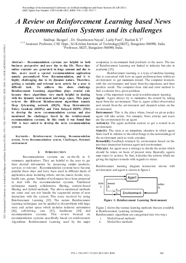(PDF) A Review on Reinforcement Learning based News Recommendation ...