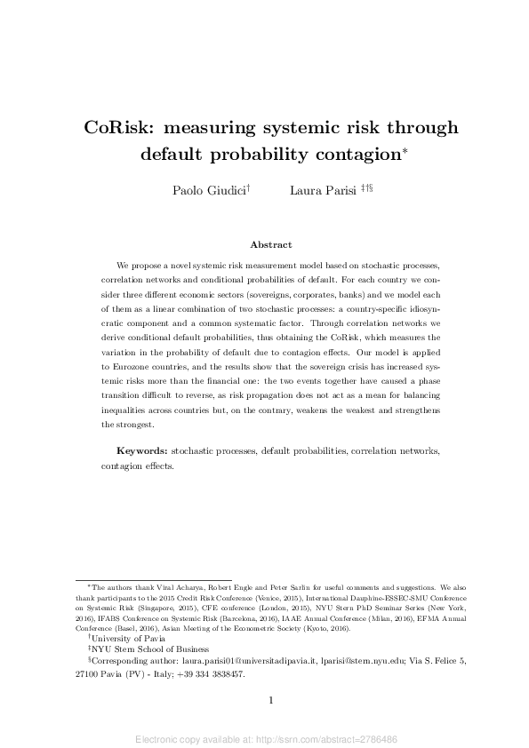 (PDF) CoRisk: measuring systemic risk through default probability contagion