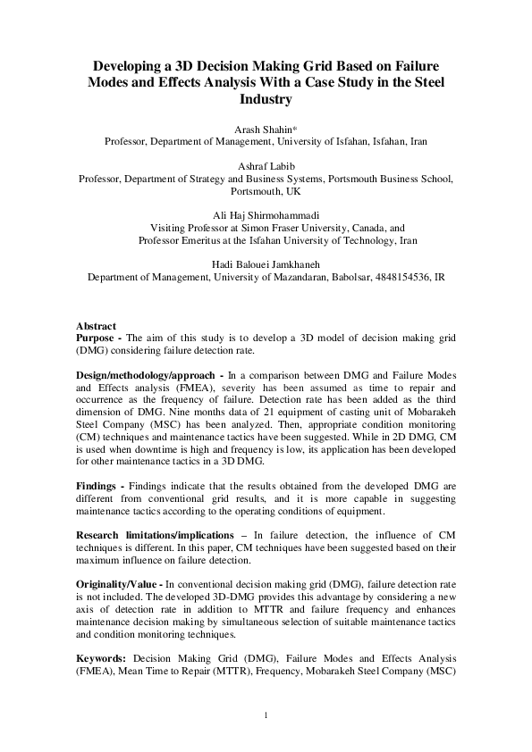 (PDF) Developing a 3D decision-making grid based on failure modes and ...
