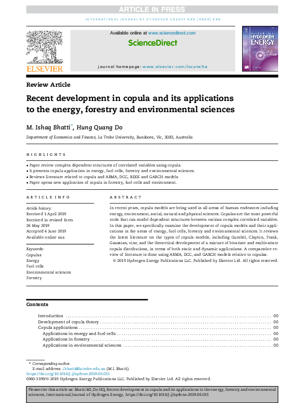 (PDF) Recent development in copula and its applications to the energy ...