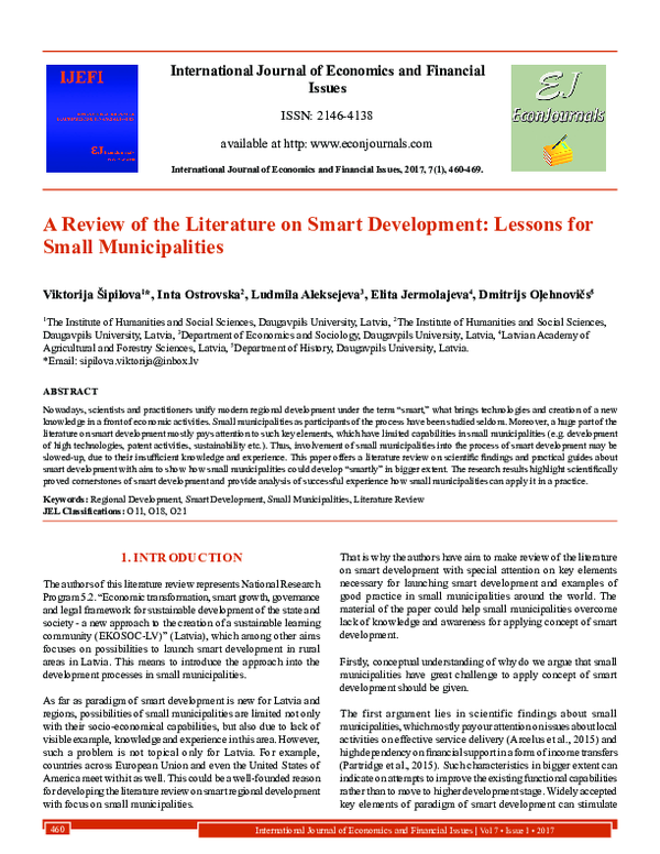 (PDF) A Review of the Literature on Smart Development: Lessons for ...