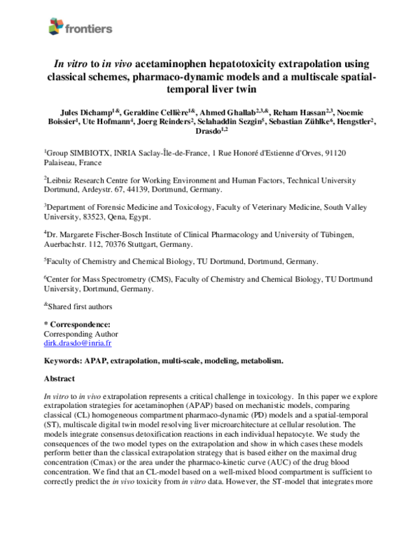 (PDF) In vitro to in vivo acetaminophen hepatotoxicity extrapolation ...