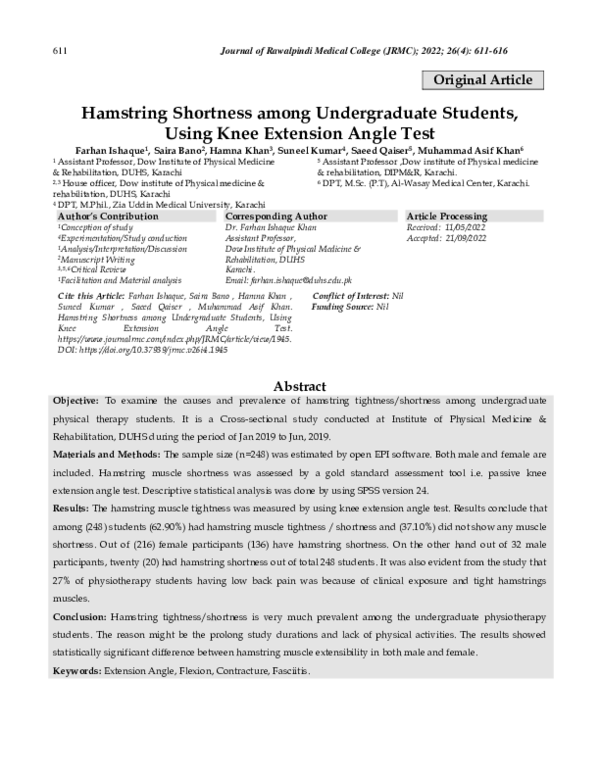 (PDF) Hamstring Shortness among Undergraduate Students, Using Knee ...