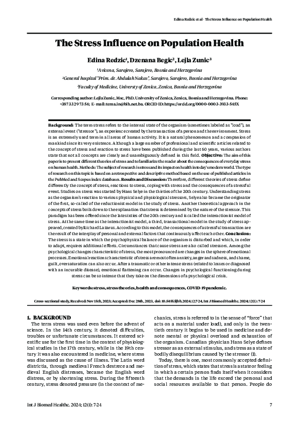 (PDF) The Stress Influence on Population Health