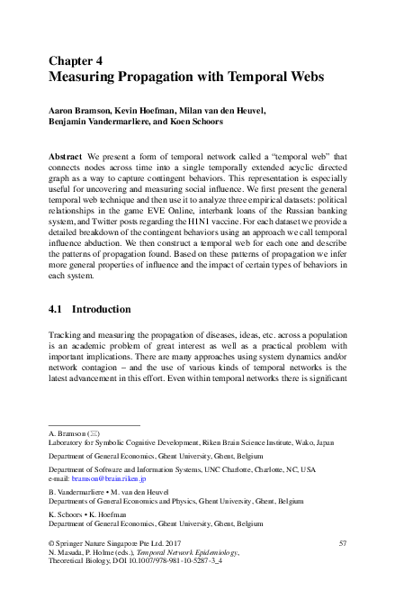 (PDF) Measuring Propagation with Temporal Webs