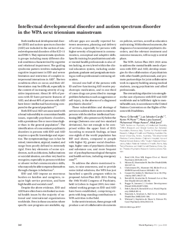 (PDF) Intellectual developmental disorder and autism spectrum disorder ...