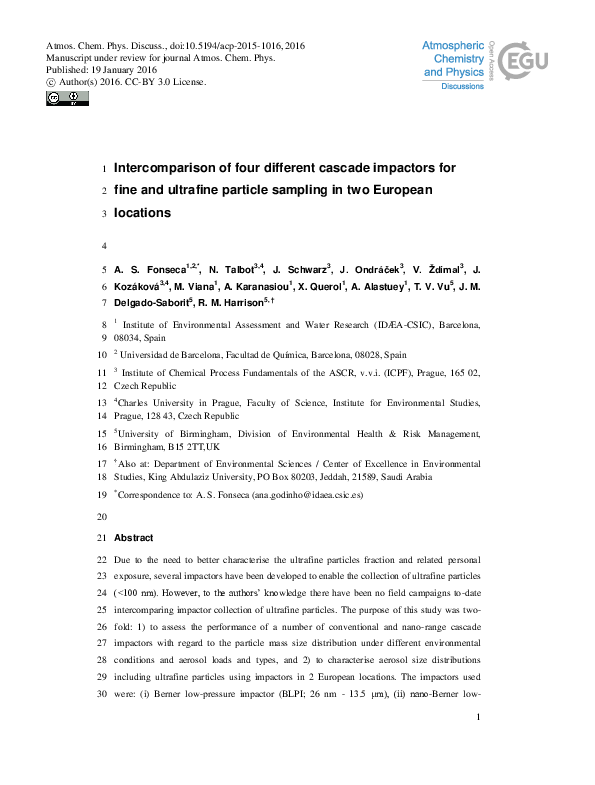 (PDF) Intercomparison of four different cascade impactors for fine and ...