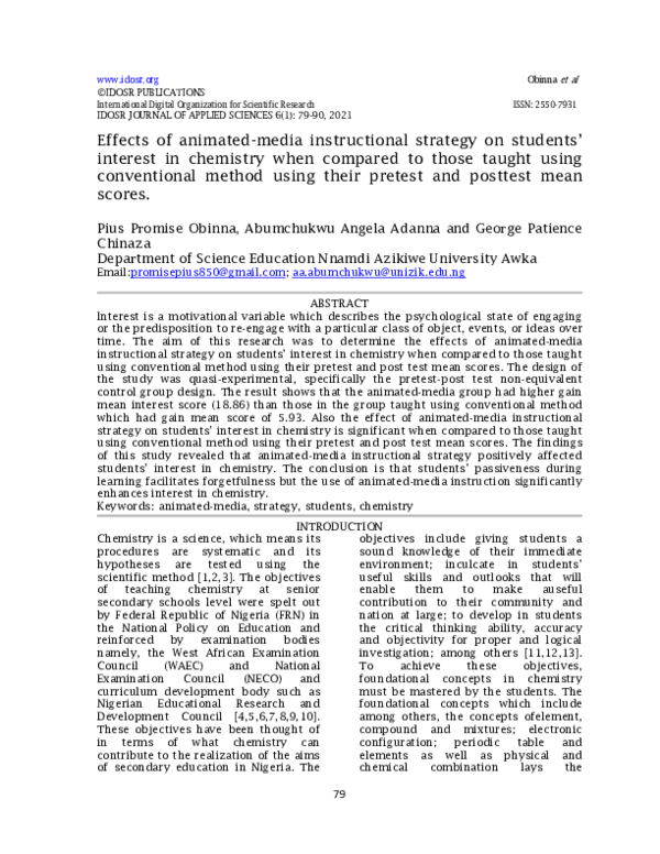(PDF) Effects of animated-media instructional strategy on students ...