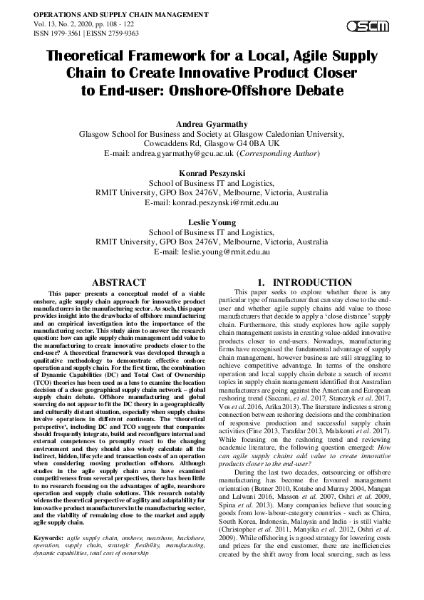(PDF) Theoretical Framework for a Local, Agile Supply Chain to Create ...