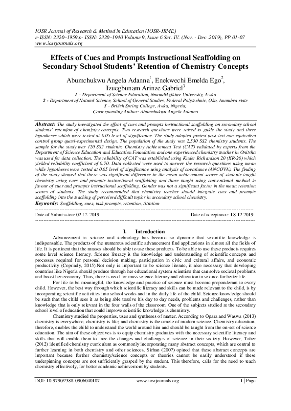 (PDF) Effects of Cues and Prompts Instructional Scaffolding on ...