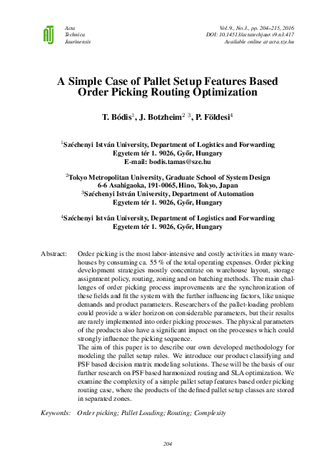 (PDF) A Simple Case of Pallet Setup Features Based Order Picking ...
