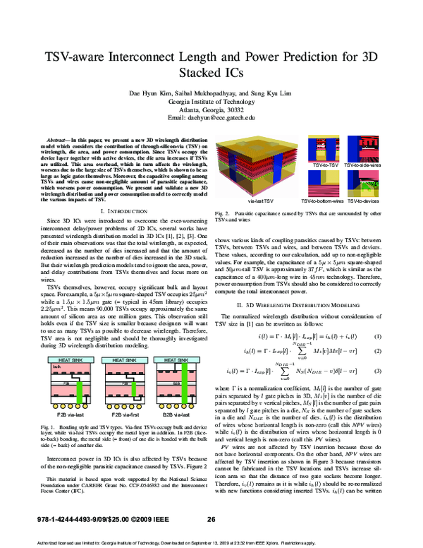 (PDF) TSV-aware interconnect length and power prediction for 3D stacked ICs