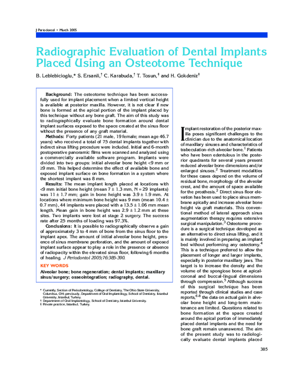 (PDF) Radiographic Evaluation of Dental Implants Placed Using an