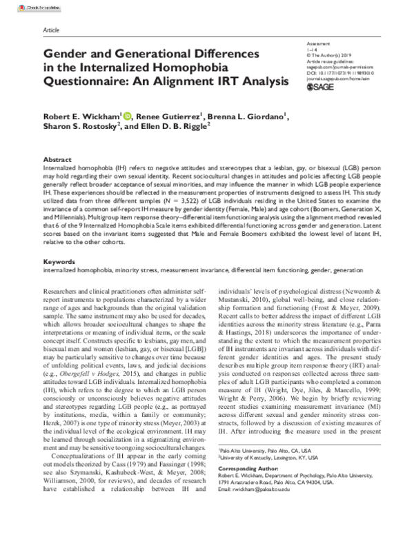 (PDF) Gender and Generational Differences in the Internalized ...
