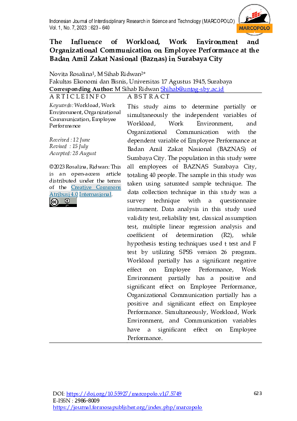 (PDF) The Influence of Workload, Work Environment and Organizational ...