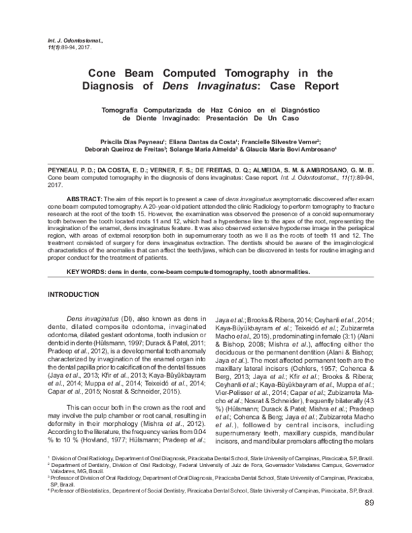 (PDF) Cone Beam Computed Tomography in the Diagnosis of Dens ...