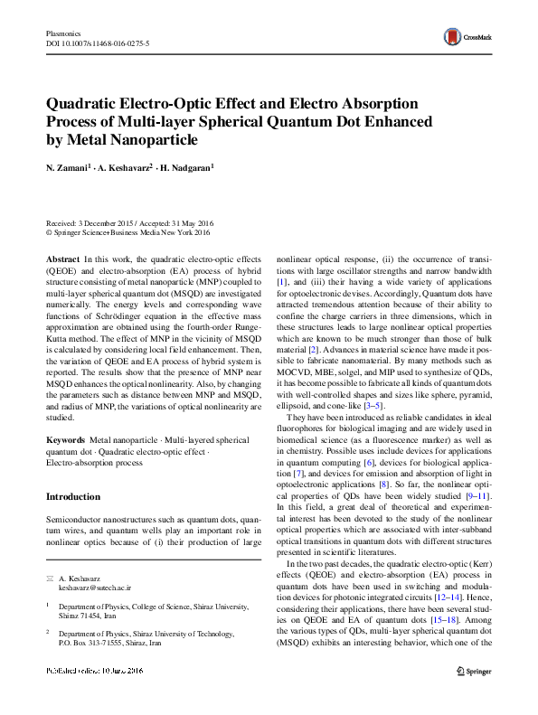(PDF) Quadratic electro-optic effect and electro-absorption process in ...