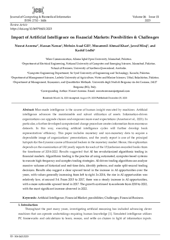 (PDF) Impact of Artificial Intelligence on Financial Markets ...