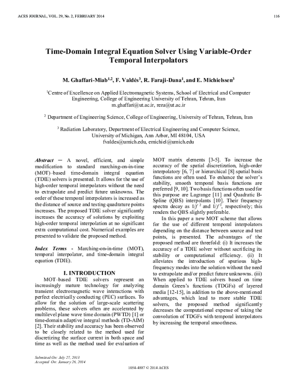 (PDF) Time-domain integral equation solver using variable-order ...