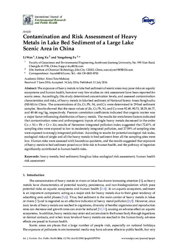 (PDF) Contamination and risk assessment of heavy metals in coastal ...