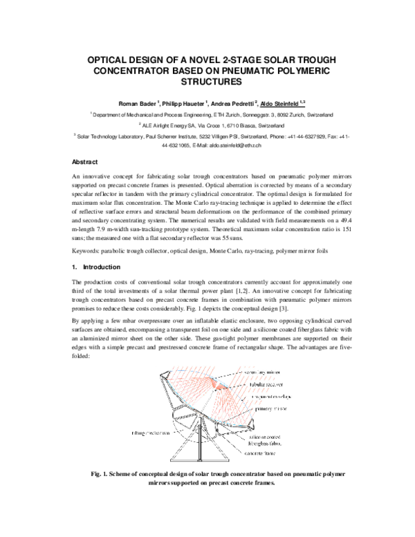 (PDF) Optical Design of a Novel Two-Stage Solar Trough Concentrator ...