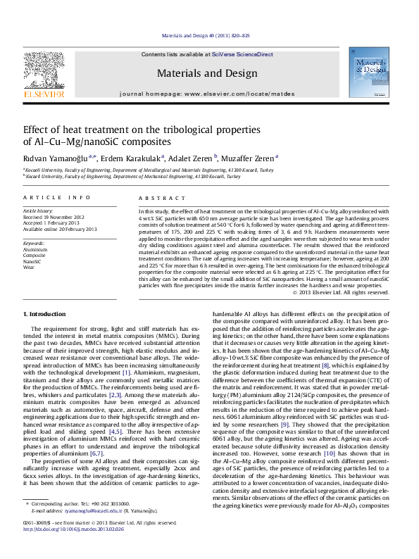 (PDF) Effect of heat treatment on the tribological properties of Al–Cu ...