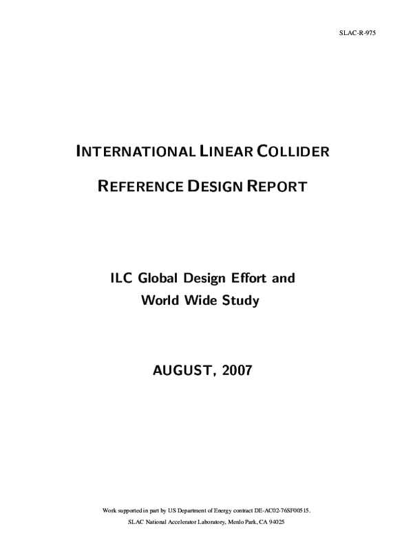 (PDF) International Linear Collider Reference Design Report Volume 2 ...