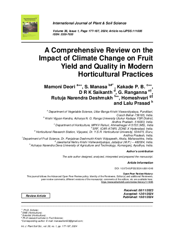 (PDF) A Comprehensive Review on the Impact of Climate Change on Fruit ...